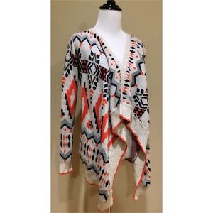 Ya Los Angeles Tribal Print Open Drape Cardigan OS